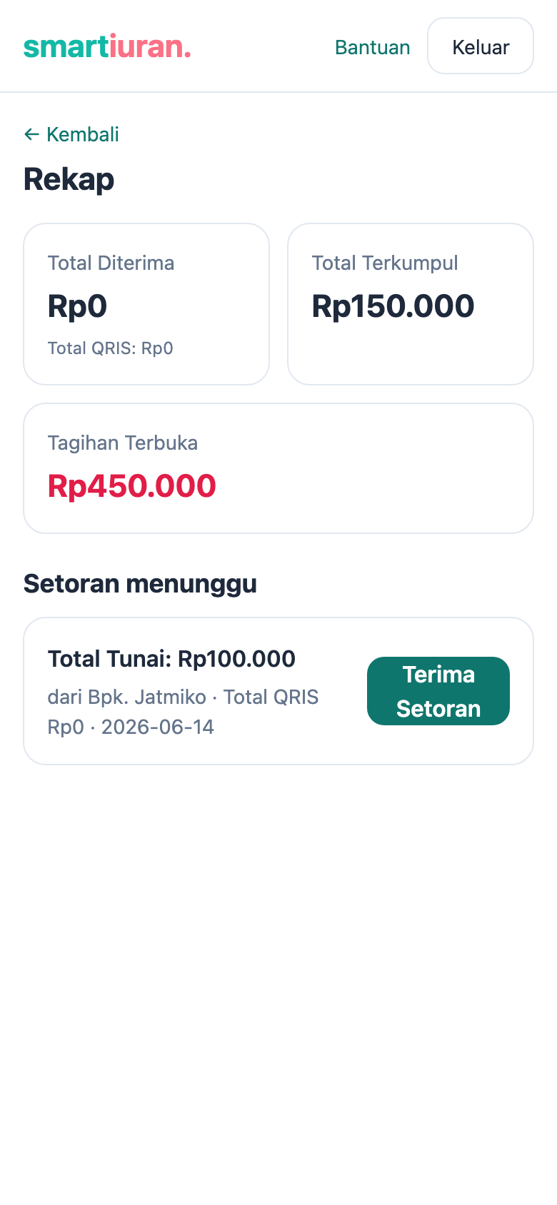 Rekap & terima setoran