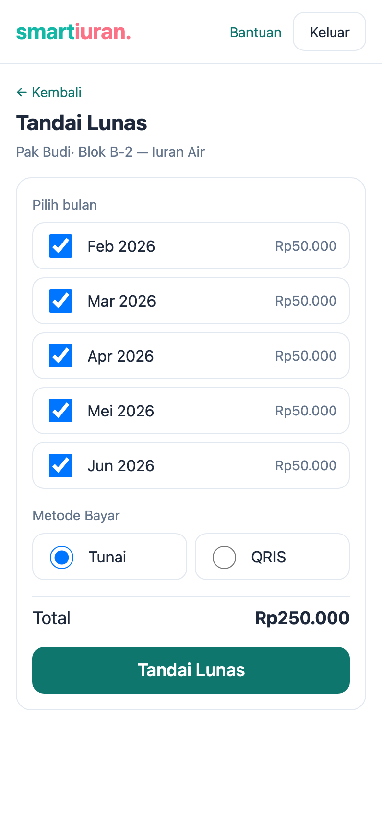 Menandai pembayaran lunas